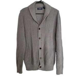 Chaps Cardigan Everyday Preppy Gray Shawl Neck Cardigan Cotton Button Sweater S